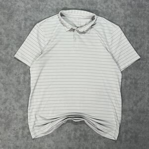 Lululemon Evolution white striped lightweight casual preppy polo shirt mens XL
